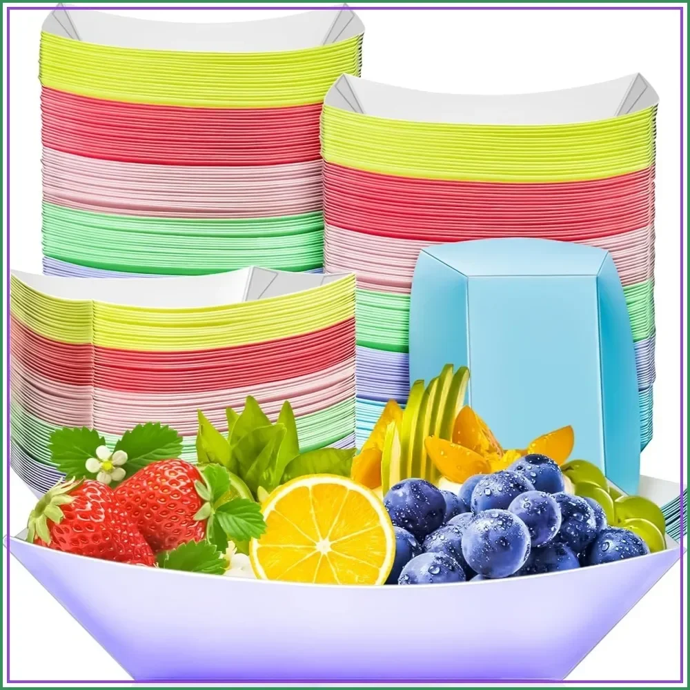 Food Snacks Images - แพ็ค 100 ชิ้น ถาดกระดาษคราฟท์สำหรับใส่อาหาร ขนาด 3
