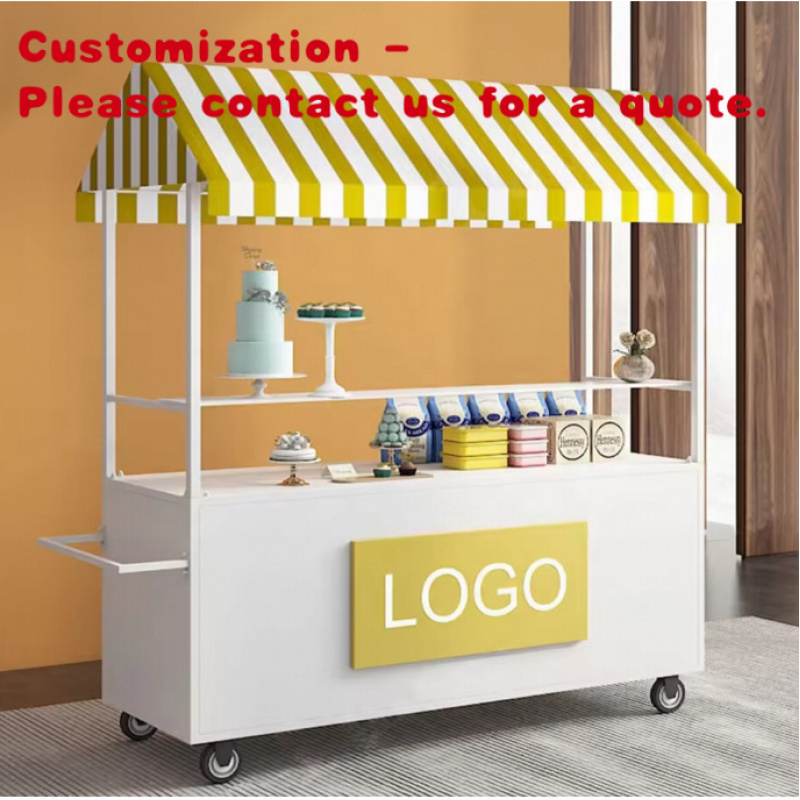 Food Snacks To Sell - รถเข็นขายอาหารแบบพับได้ สแตนเลส สำหรับขายขนม ร้านค้าเคลื่อนที่ พร้อมล้อ