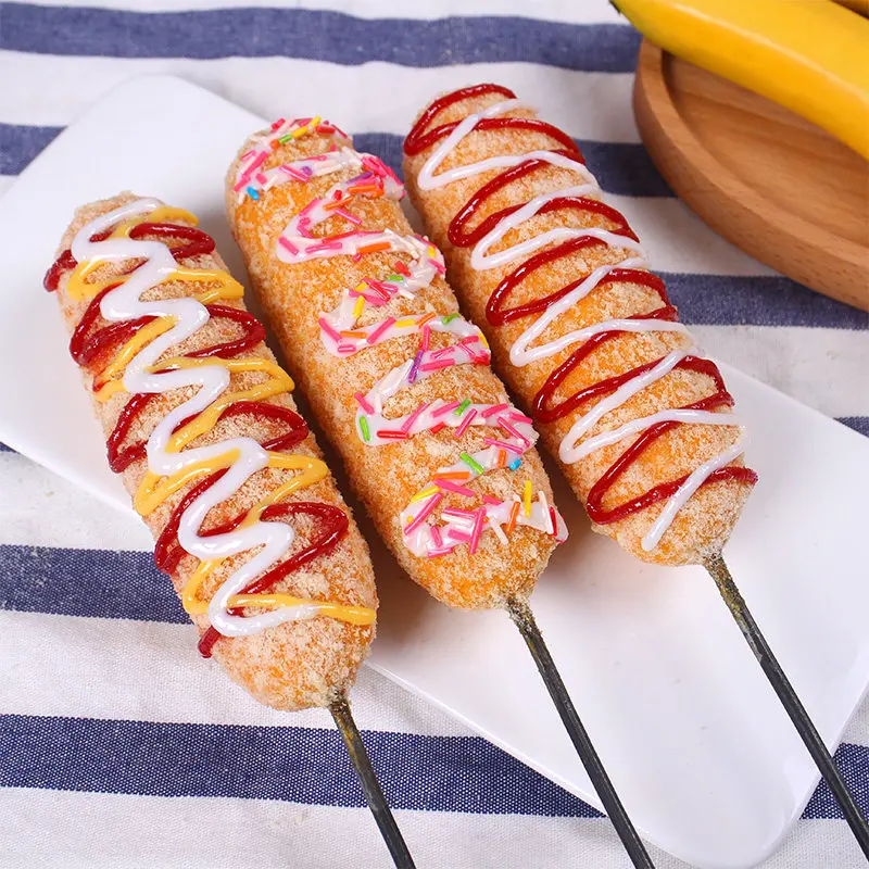 Korean Food Snacks - โมเดลอาหารจำลองสไตล์เกาหลี ขนมขบเคี้ยว โมเดลฮอทดอกชีสแบบมีแปรง โมเดลชีสสติ๊ก อาหารประกอบฉาก ตัวอย่างอาหาร