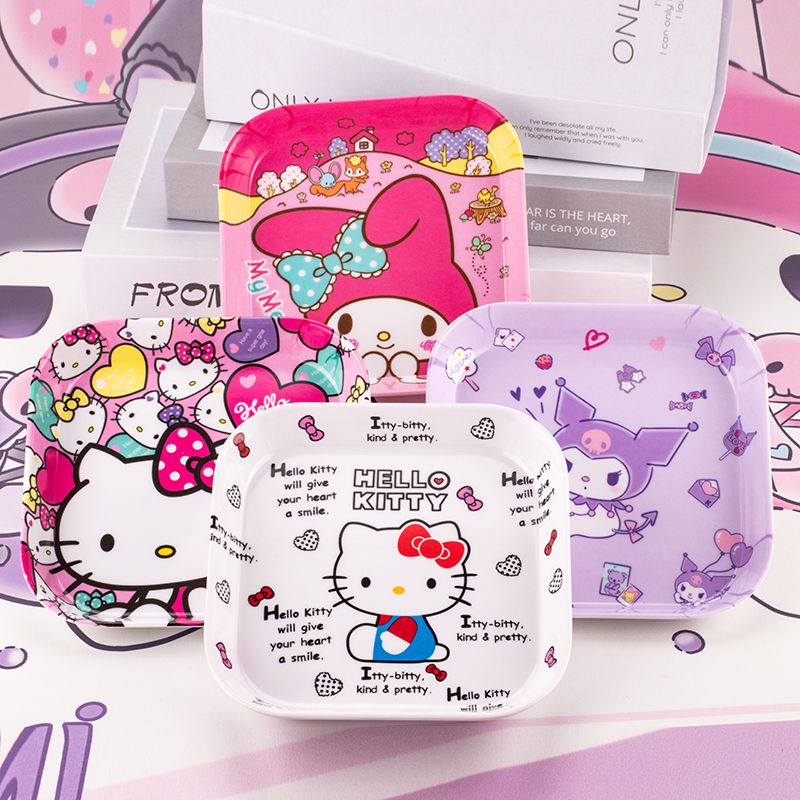 Food Grocery Snacks - แผ่นเมลามีนคูลโลมิใหม่ ลายการ์ตูนญี่ปุ่นน่ารัก สร้างสรรค์ ลายแมวและสุนัข แผ่นผลไม้ทรงสี่เหลี่ยม สำหรับโต๊ะอาหารที่บ้าน