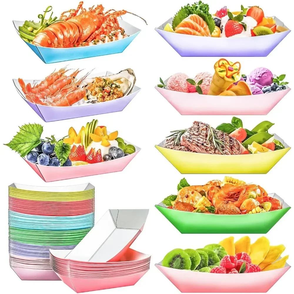 แพ็ค 100 ชิ้น ถาดกระดาษคราฟท์ส - Food Snacks Images บทวิจารณ์และราคา
