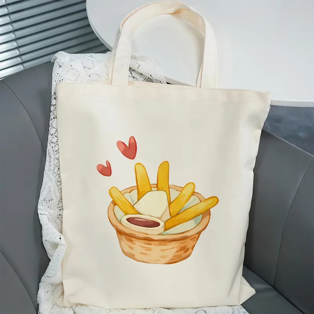 กระเป๋าผ้าแคนวาสพิมพ์ลายเฟรนช์ - Food Grocery Snacks บทวิจารณ์และราคา